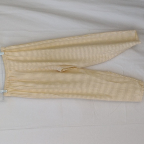 Vintage Handmade Yellow Striped Seersucker Pants L - Picture 2 of 9